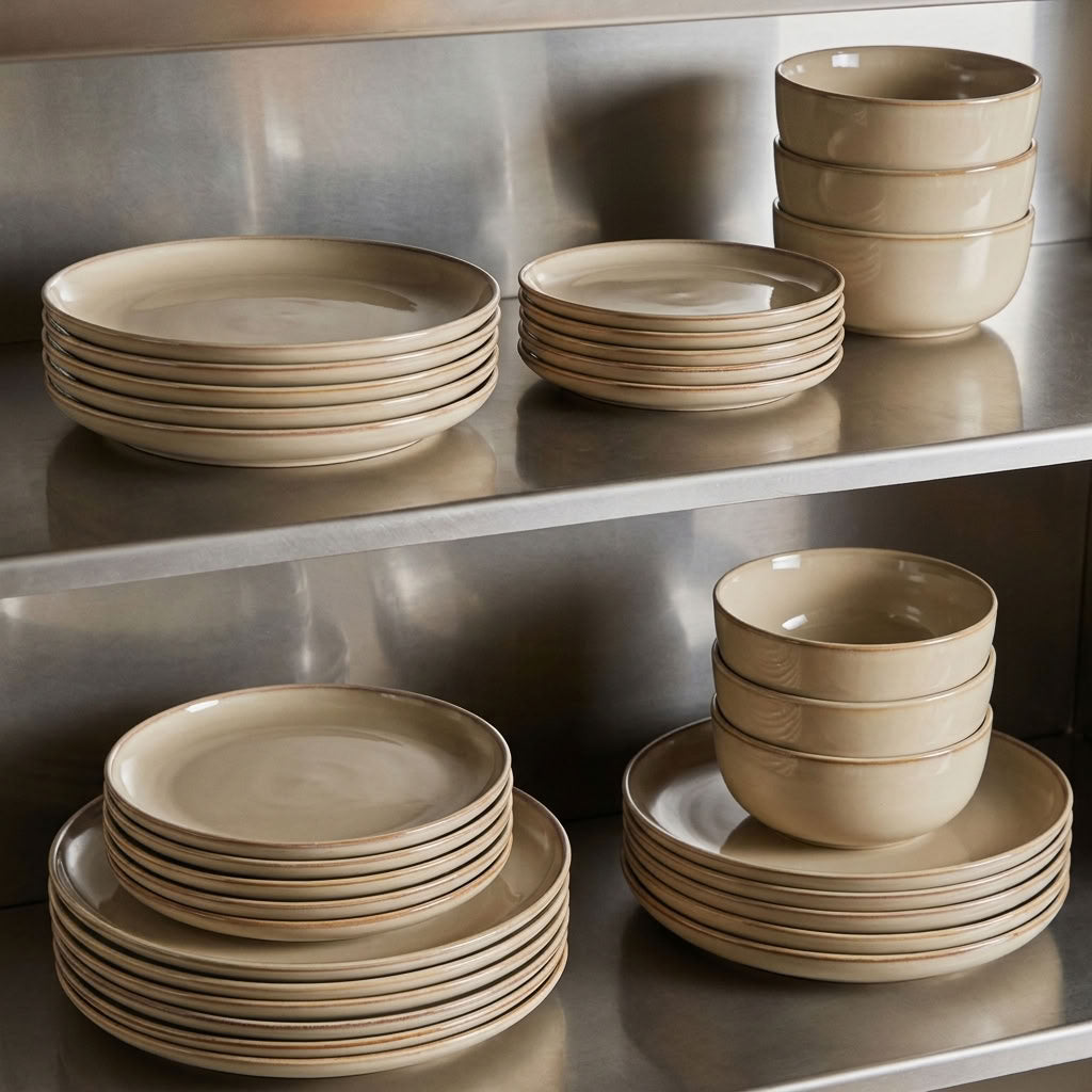 Oatmeal Stoneware Dinner Set | Reactive Glaze - View 2