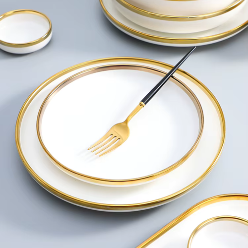 Gold Inlay Porcelain Dinner Set | 4, 6 or 8 Place Settings - View 2