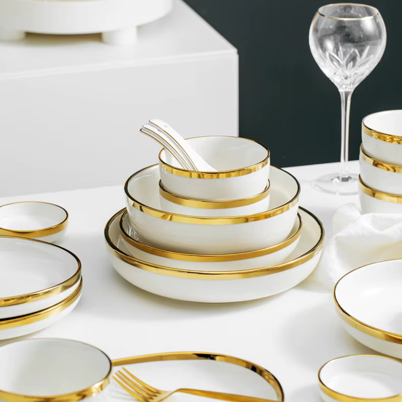 Gold Inlay Porcelain Dinner Set | 4, 6 or 8 Place Settings — image 4