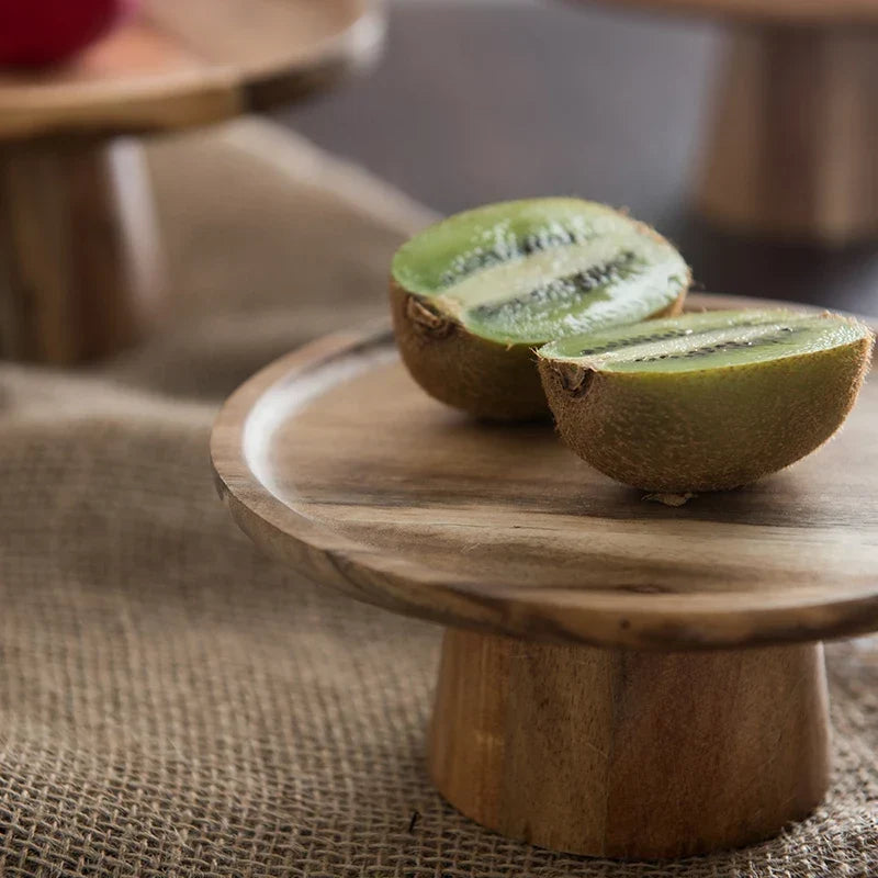Wooden Cake Stand | Natural Wood Pedestal Serving Stand - View 4