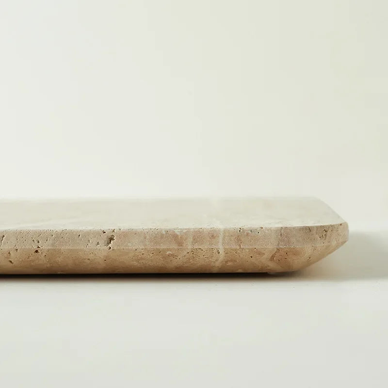 Natural Marble Tray – Beige Travertine Plate for Serving & Decor Organisation - View 4