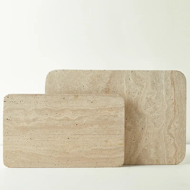 Natural Marble Tray – Beige Travertine Plate for Serving & Decor Organisation — image 2
