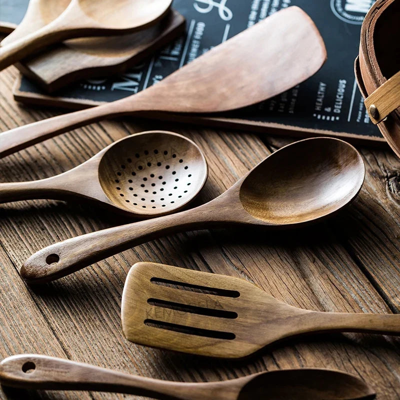 Acacia Wooden Kitchen Utensils Set – Spoons, Holder & Spoon Rest 9-Piece - View 4