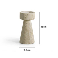 Minimalist Marble Candle Holder – Travertine Stone Taper Candlestick thumbnail 5