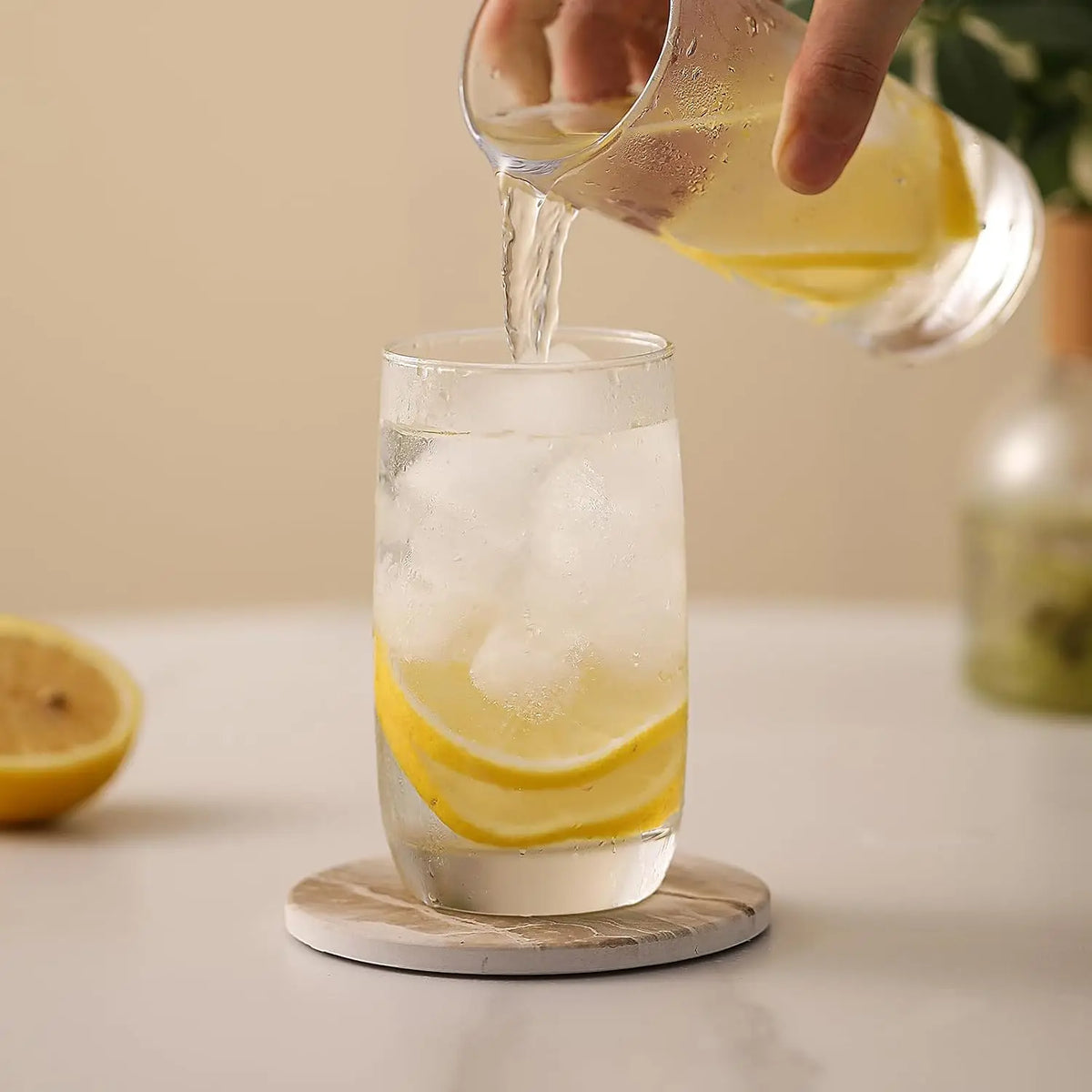 Marble Effect Ceramic Coaster Set – 6pcs with Holder, 10.2cm Drink Coasters for Table Protection — image 4